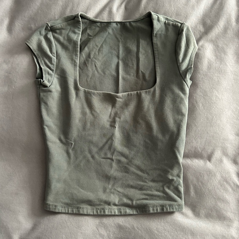 Garage Sage Green Square Neck Crop Top